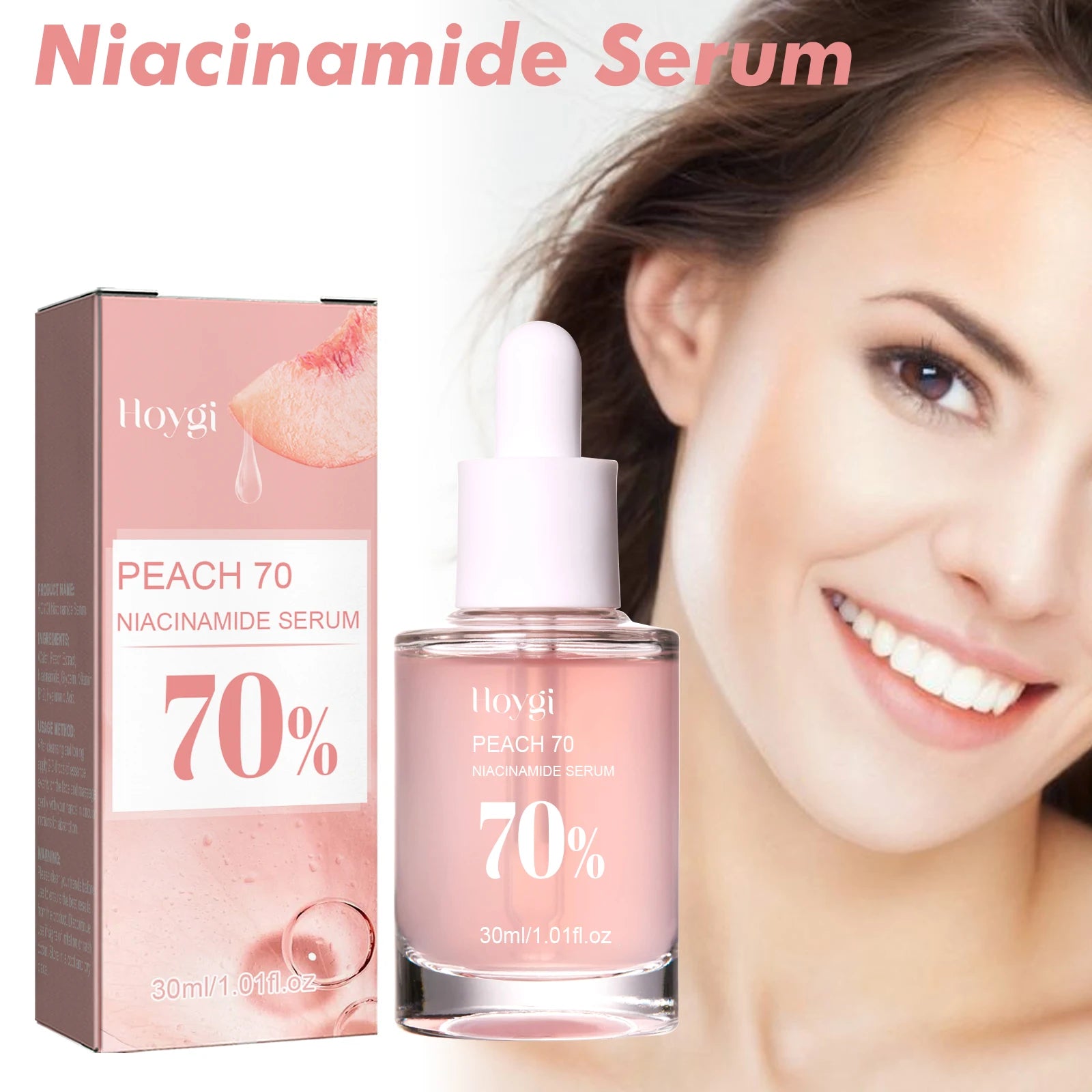 Hoygi Peach 70% Niacinamide Essence – Moisturizing, Firming, and Pore Refining