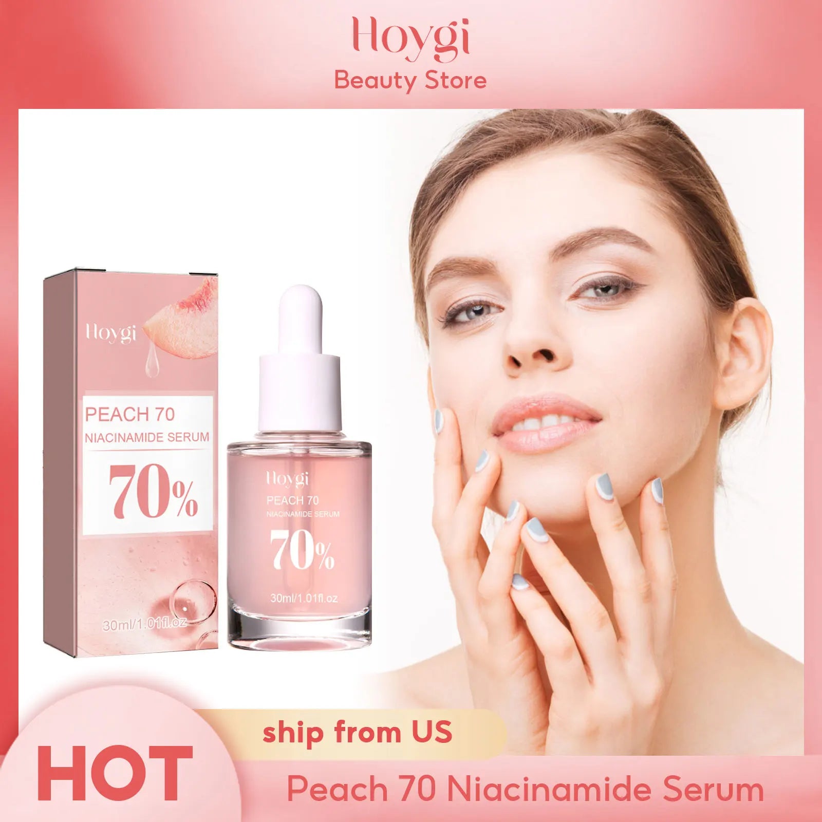 Hoygi Peach 70% Niacinamide Essence – Moisturizing, Firming, and Pore Refining