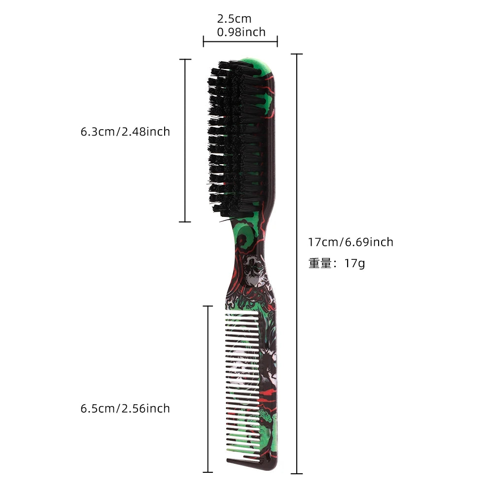 Double-Sided Printed Pattern Beard Brush Barber