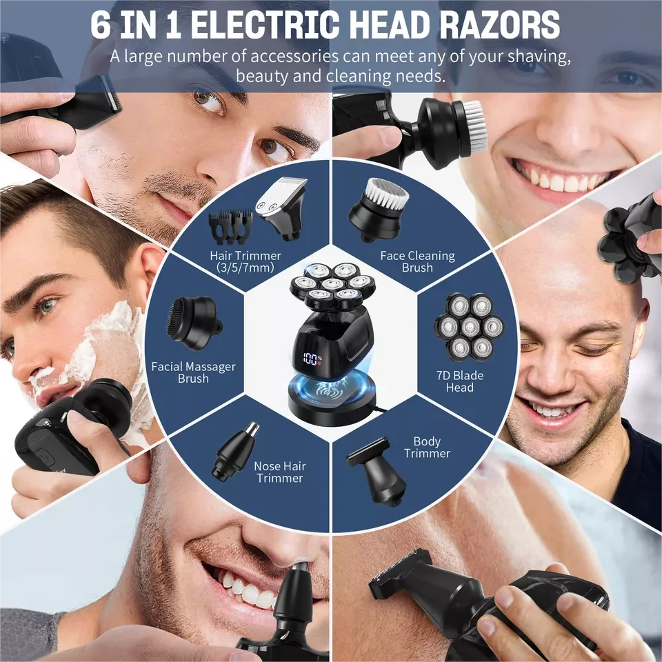 SEJOY 6-in-1 Multifunctional 7D Head Shaver