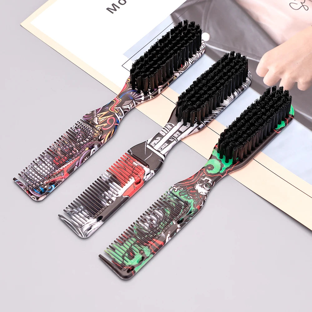 Double-Sided Printed Pattern Beard Brush Barber