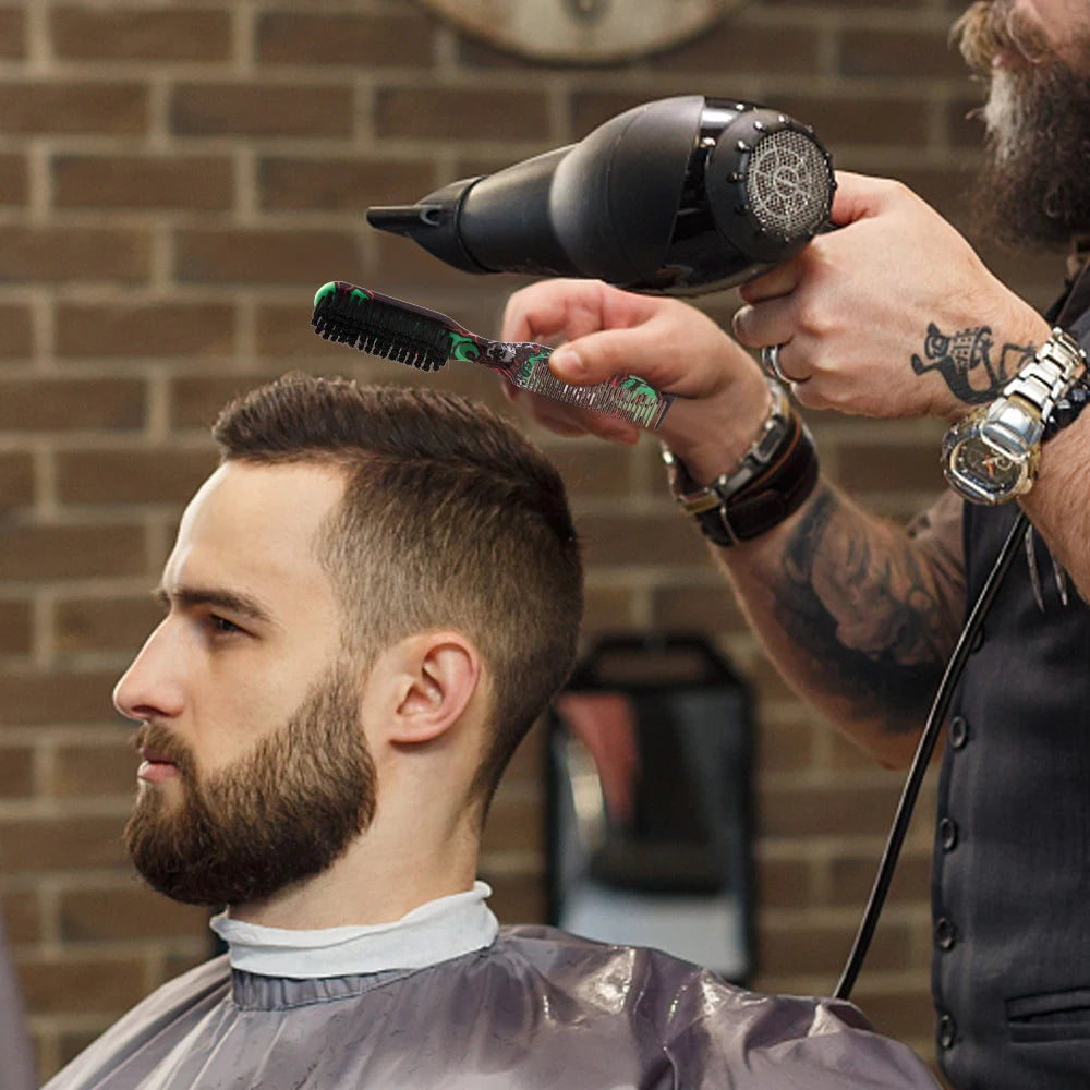 Double-Sided Printed Pattern Beard Brush Barber