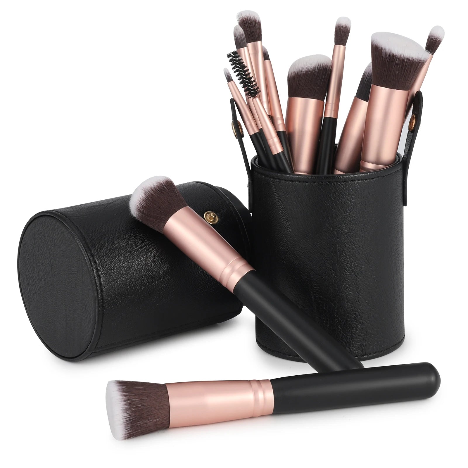 Makeup Brushes Set With PU Leather Holder