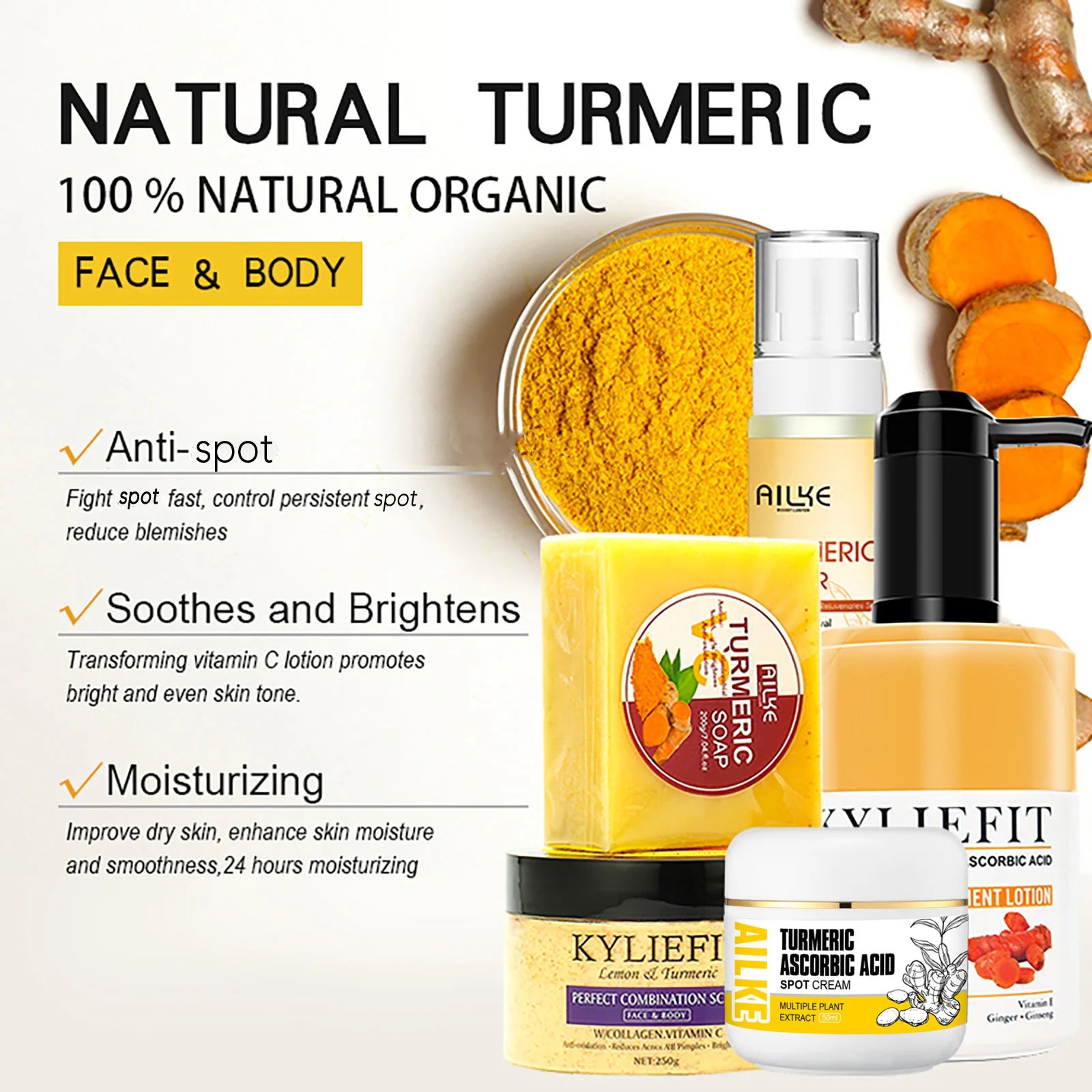 AILKE Organic Turmeric Skin Care Set