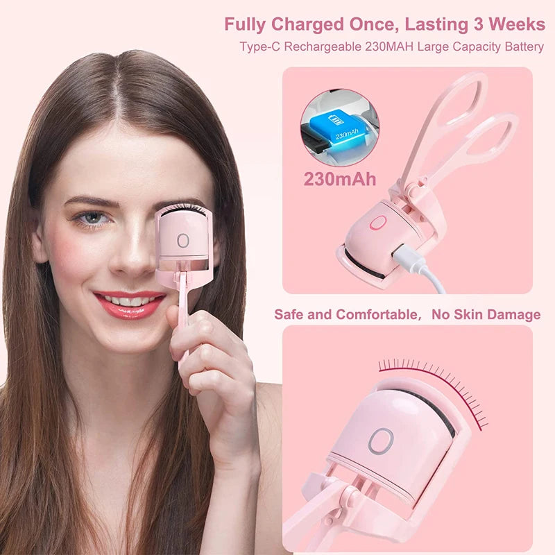 USB Rechargeable Heated Eyelash Curler – Quick Heating for Long-Lasting, Gorgeous Curls